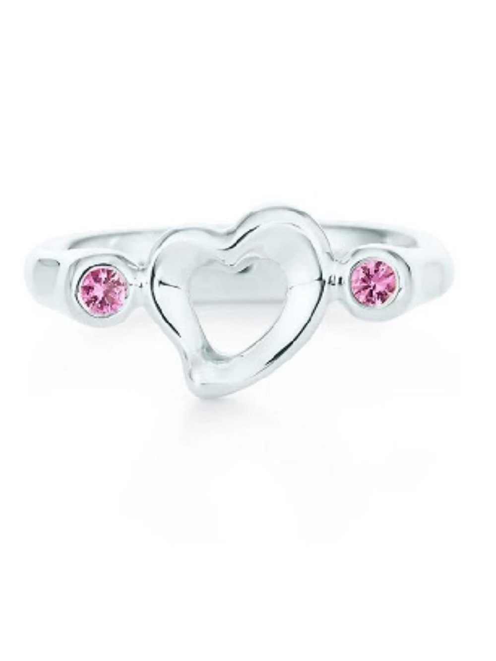 Tiffany & Co sterling silver Peretti ring with Pink Sapphires